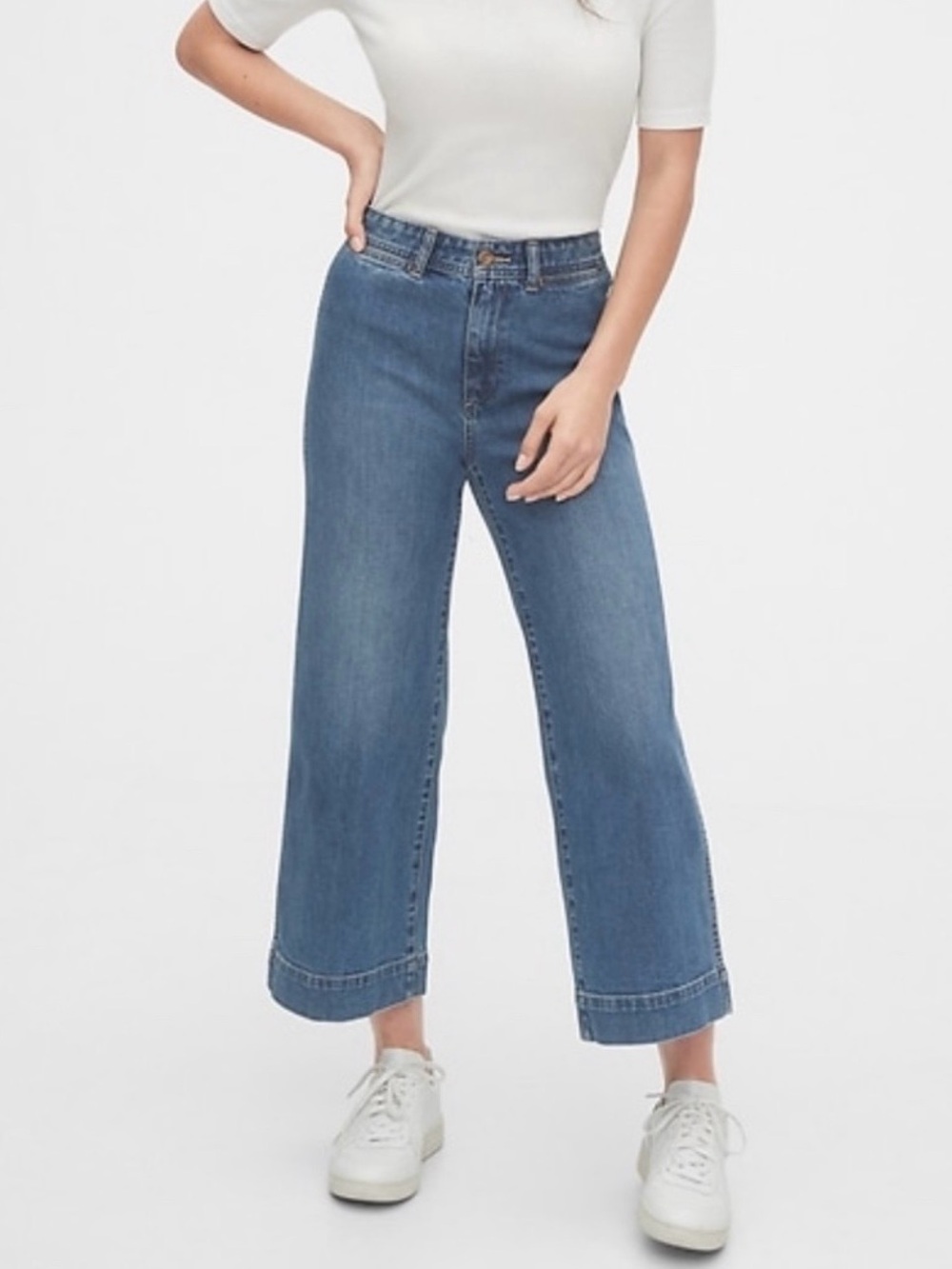 GAP Wide Leg High Rise Women's Cop Jeans Size 8 Medium Blue
